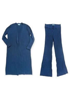 Bagatelle Navy Ribbed Knit Cardigan Pants Set Medium